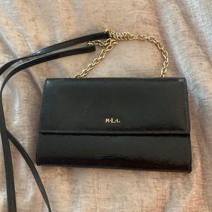 RALPH Lauren Lauren  black patent leather Small bag   Interior zip and card slot